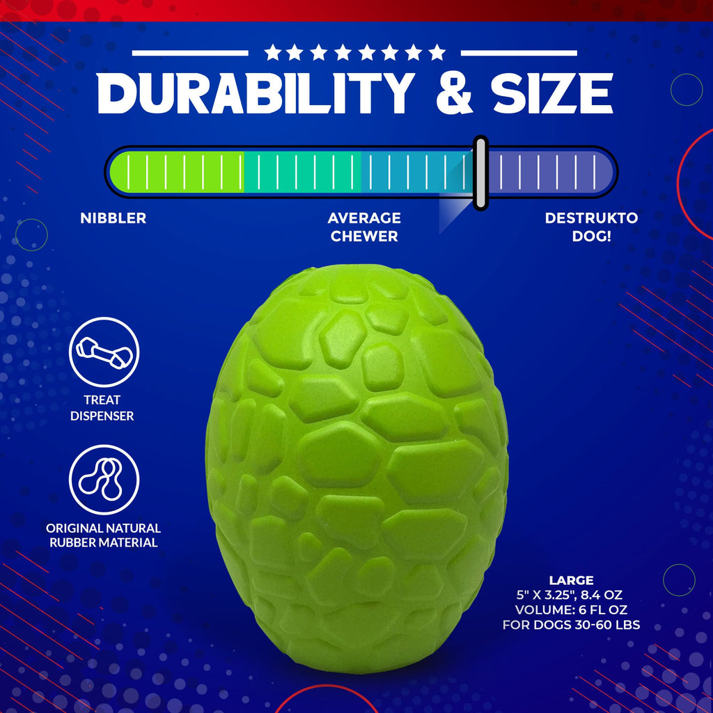 Dinosaur Egg Dog Chew Toy & Treat Dispenser for Large Dogs, Green