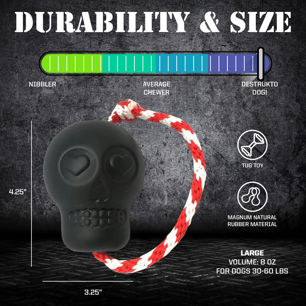 USA-K9 Magnum Skull Durable Rubber Chew Toy for Large Dogs