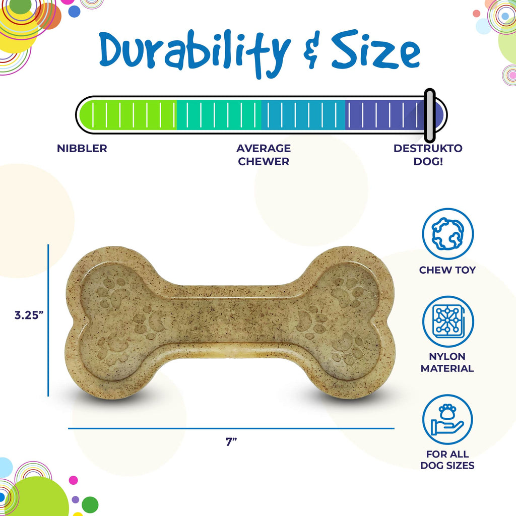 Bone eChew Ultra Durable Nylon Dog Chew Toy, 7" Pink
