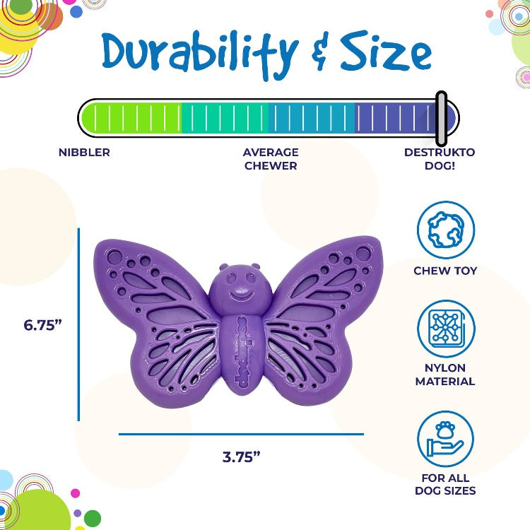 Butterfly 2-in-1 Chew and Enrichment Toy for Dogs, Nylon