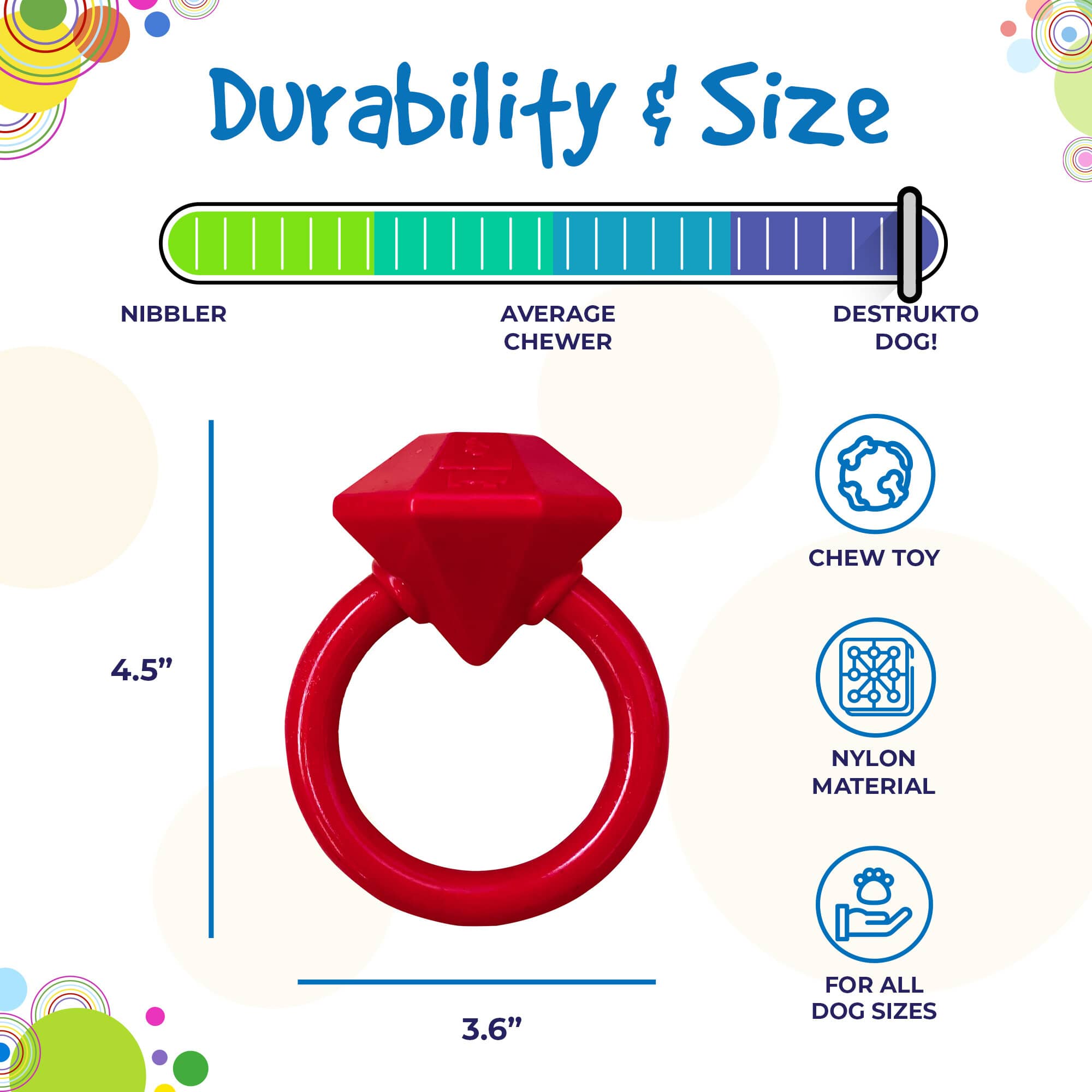 Diamond Ring Durable Nylon Teething Ring for Puppies up to 45 lbs