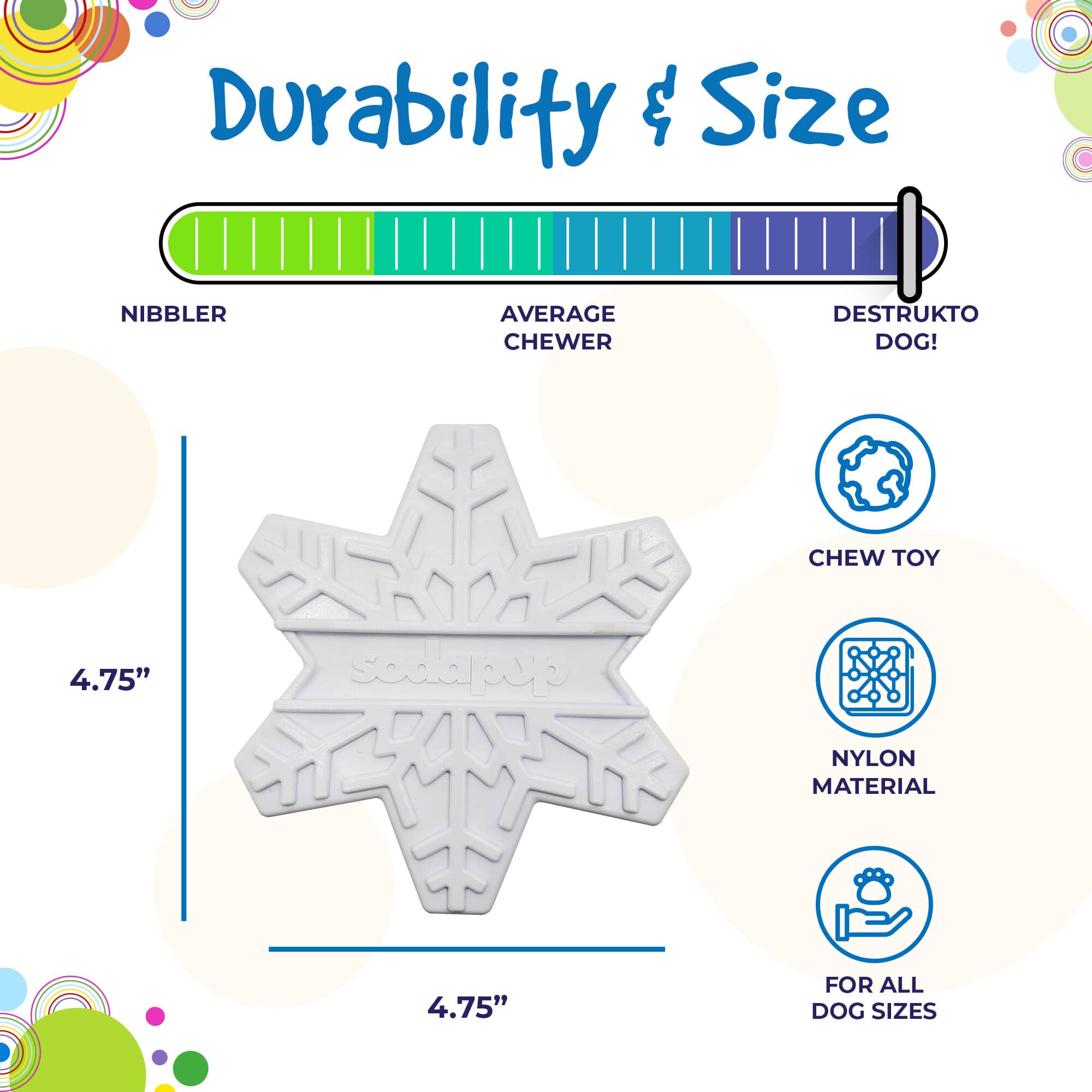 Snowflake Ultra Durable Nylon Dog Chew Toy with Treat Pockets