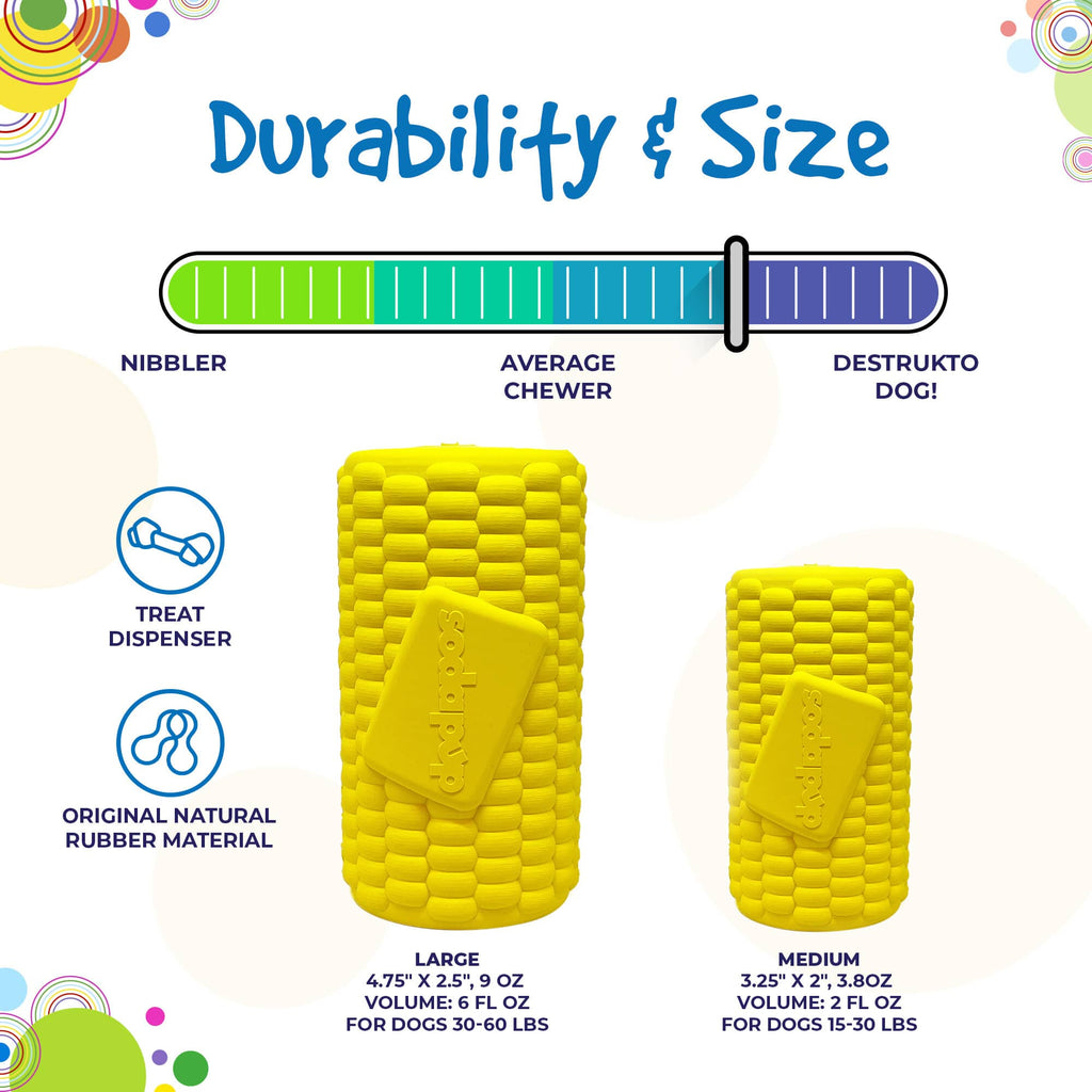Corn on the Cob Rubber Dog Chew Toy and Treat Dispenser