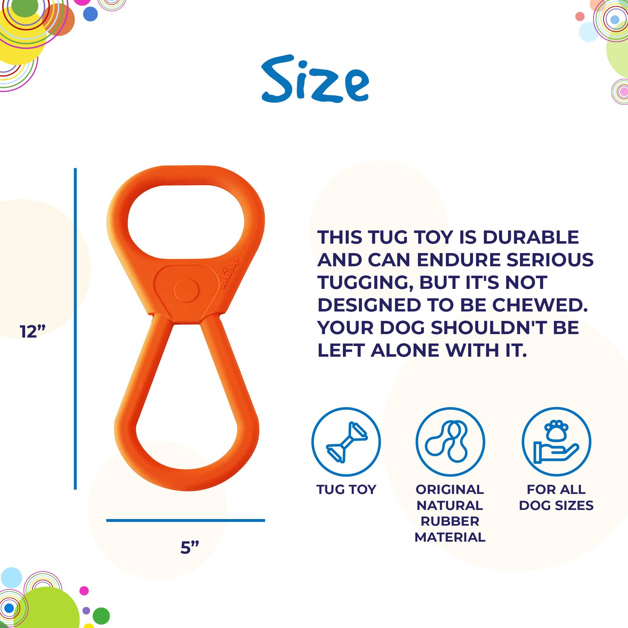 Pop Top Rubber Tug Toy for Dogs – Durable Natural Rubber, 12"