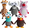 Plush Squeaky Dog Toy Set, 5 Animal Characters