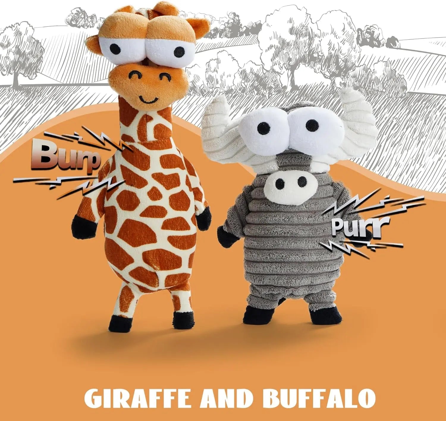 Plush Squeaky Dog Toy Set, 5 Animal Characters