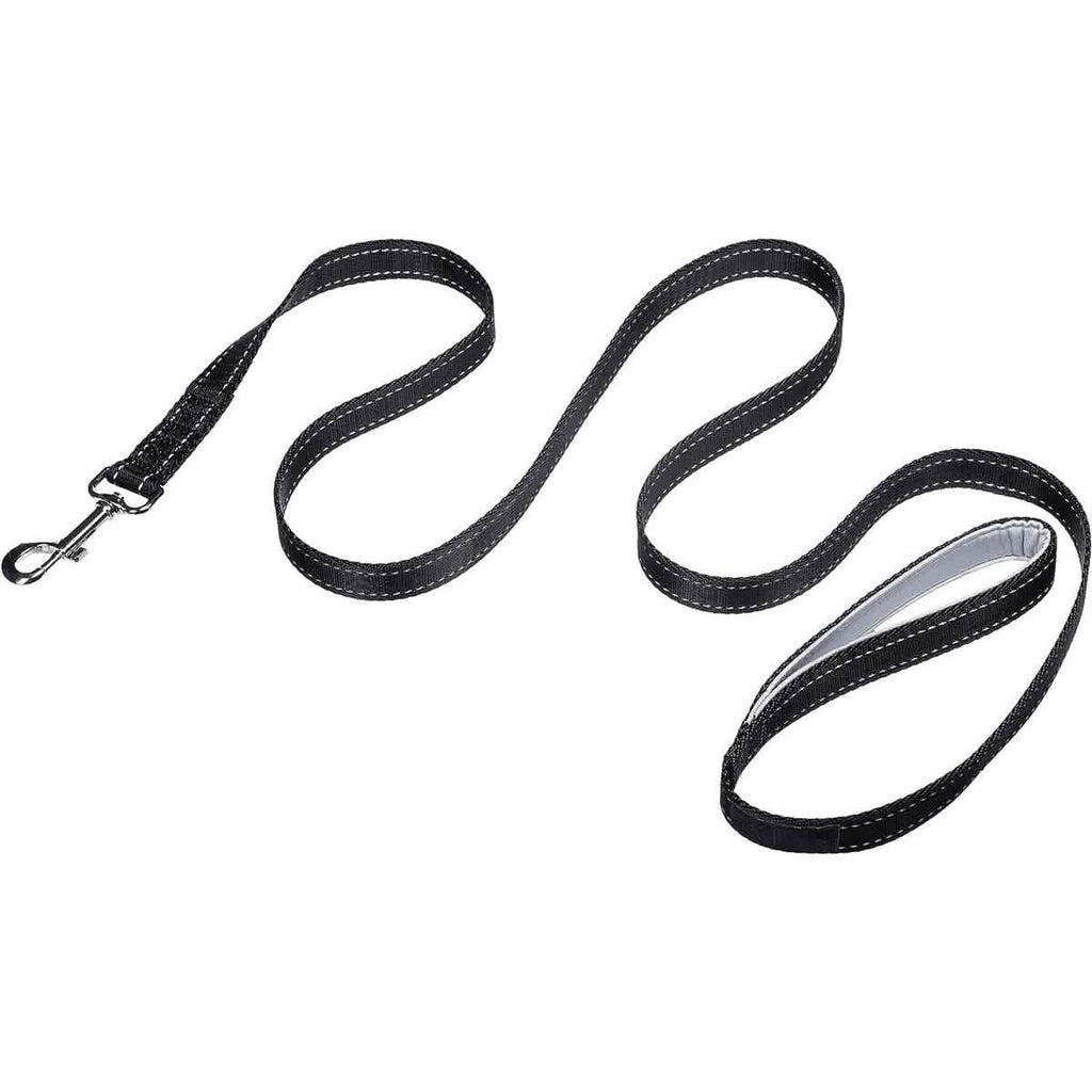 Reflective 5-Foot Black Dog Leash – Durable Polyester Webbing