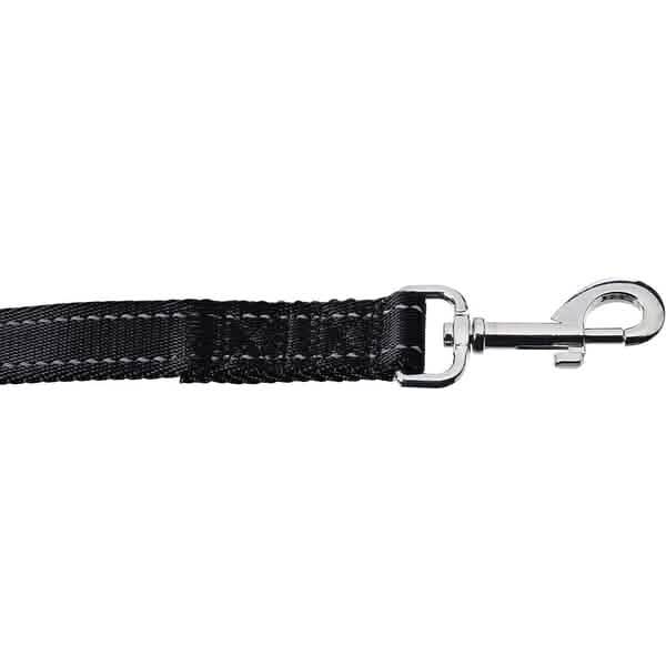 Reflective 5-Foot Black Dog Leash – Durable Polyester Webbing