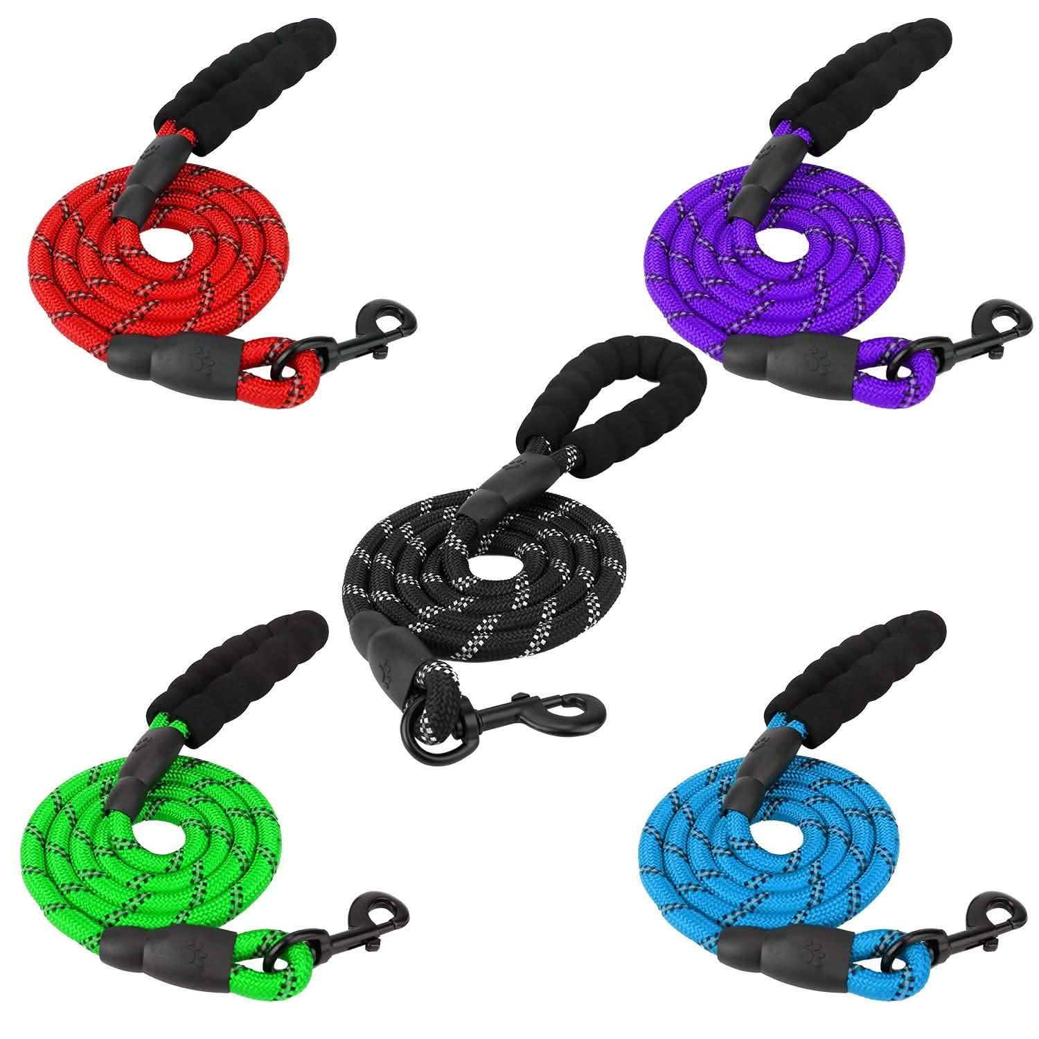 Reflective Double Dog Leash with Padded Handle, 5 ft, for Small/Medium Dogs