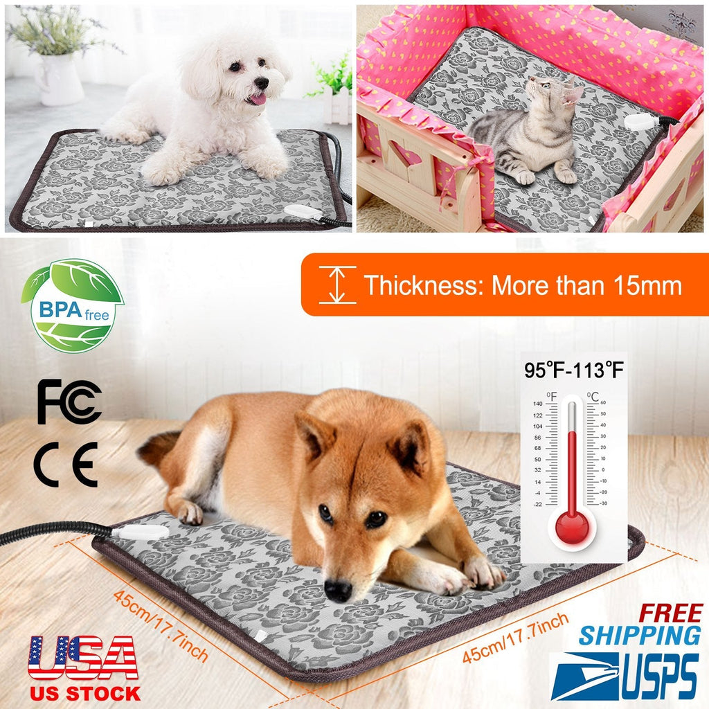 Electric Pet Heating Pad with Adjustable Temperature for Dogs & Cats