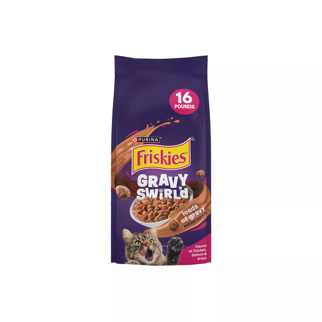 Chicken & Salmon Dry Cat Food with Gravy Baked In