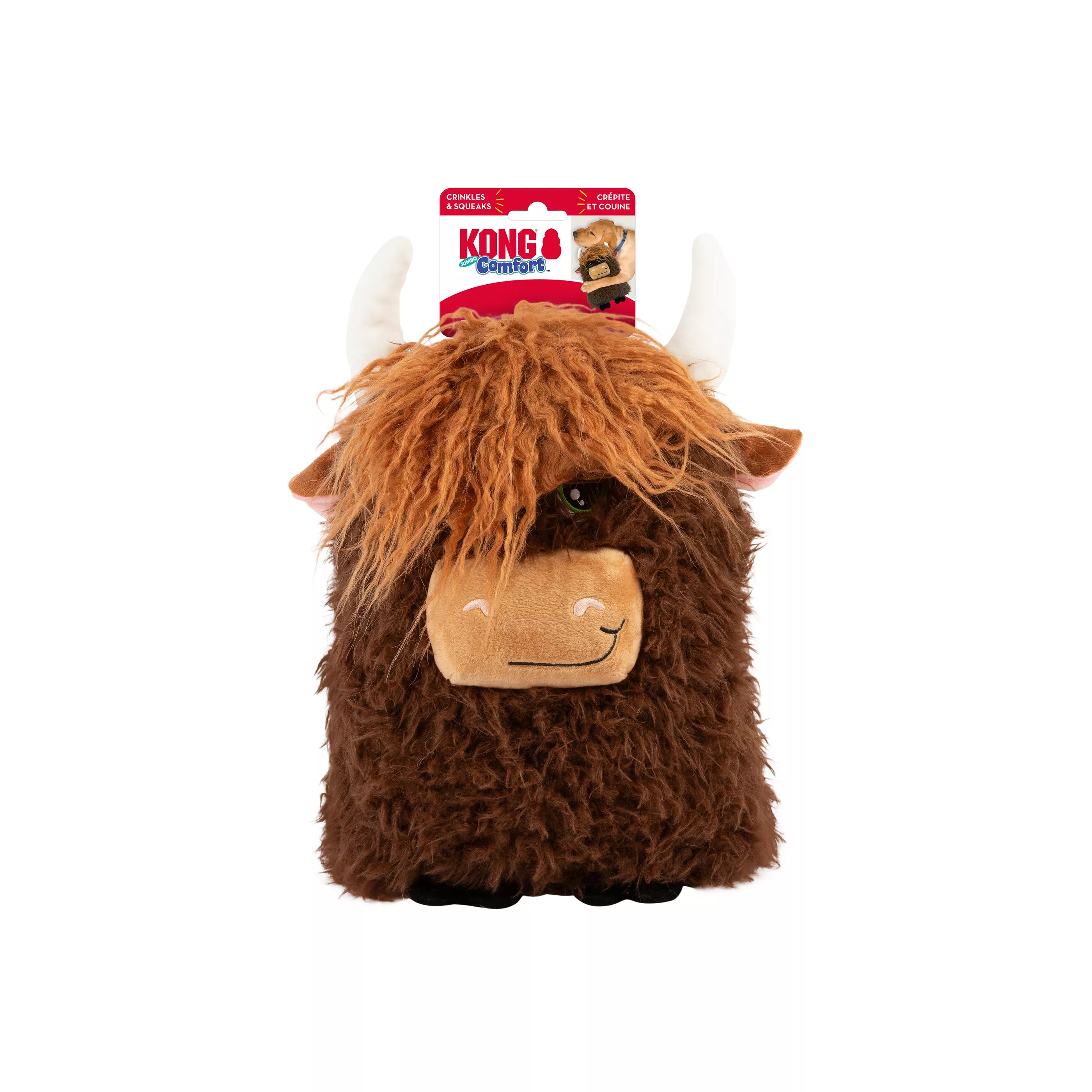 KONG Comfort Jumbo Highland Cow Plush Dog Toy