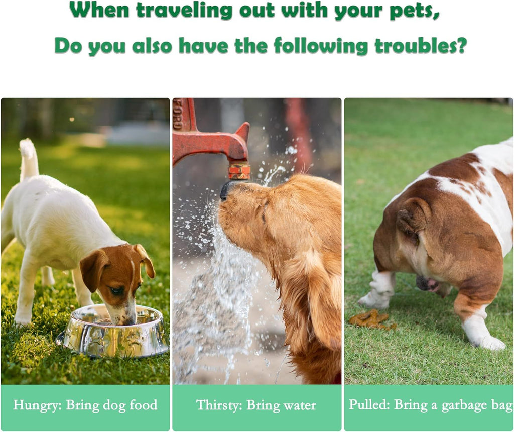 3-in-1 Portable Pet Water Bottle with Food Container and Waste Bag Holder