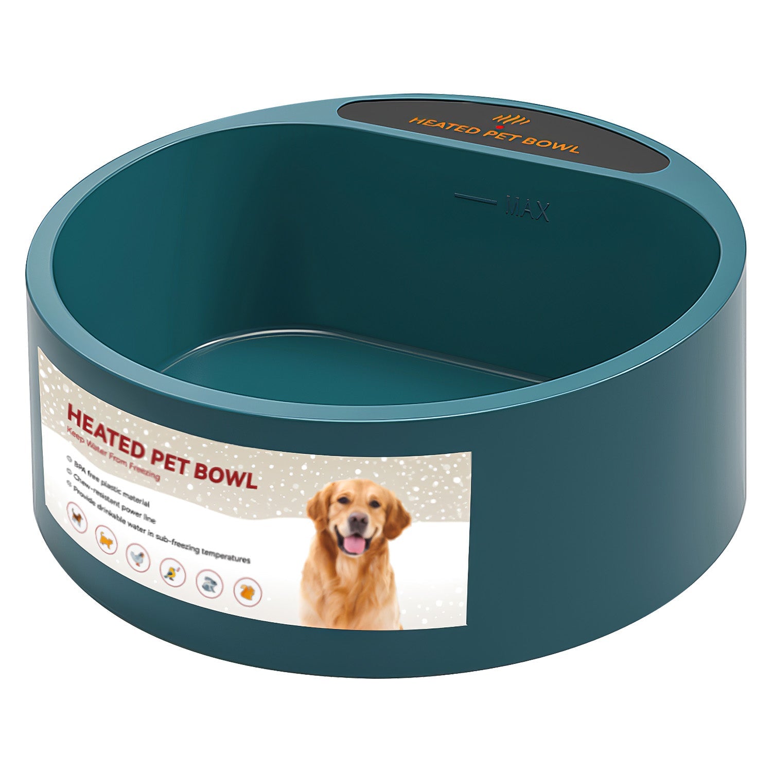 Heated Pet Water Bowl, 74.4 oz, IP67 Waterproof for Dogs, Cats & Rabbits