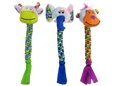 Braided Rope Dog Toy with Plush Head and Squeaker
