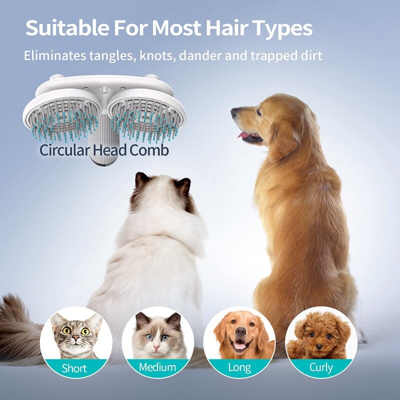 Dual-Head Pet Brush with Negative Ion Technology