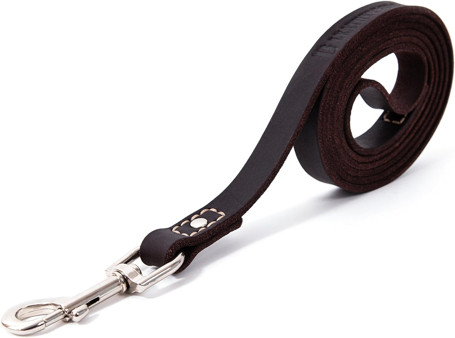 6-Foot Latigo Leather Dog Leash with Double Stitching