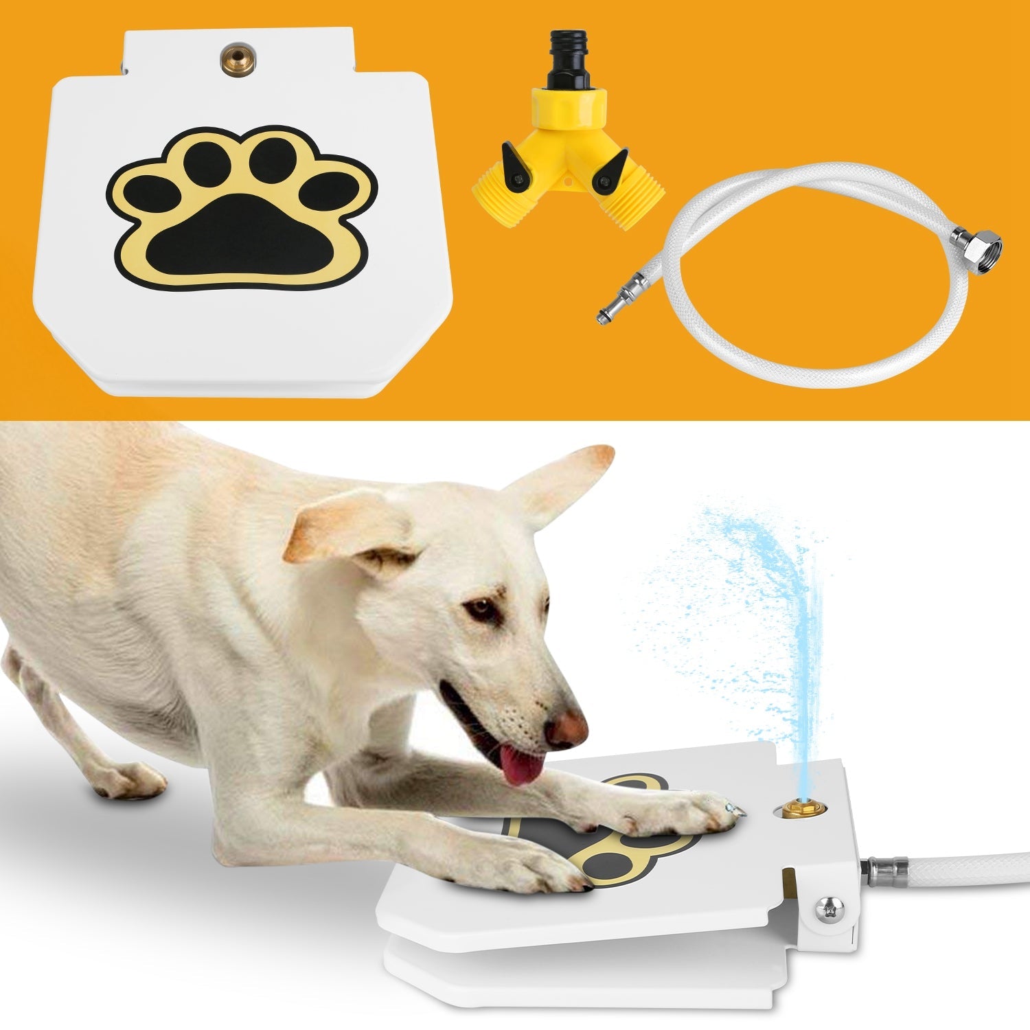 Step-On Outdoor Dog Water Fountain with Paw Pedal