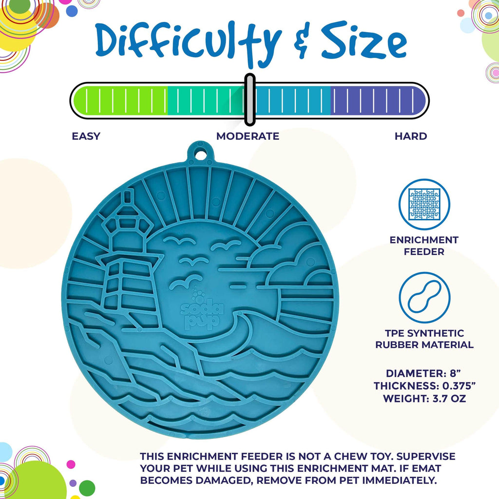 Lighthouse Dog Lick Mat with Suction Cups, 8" Diameter