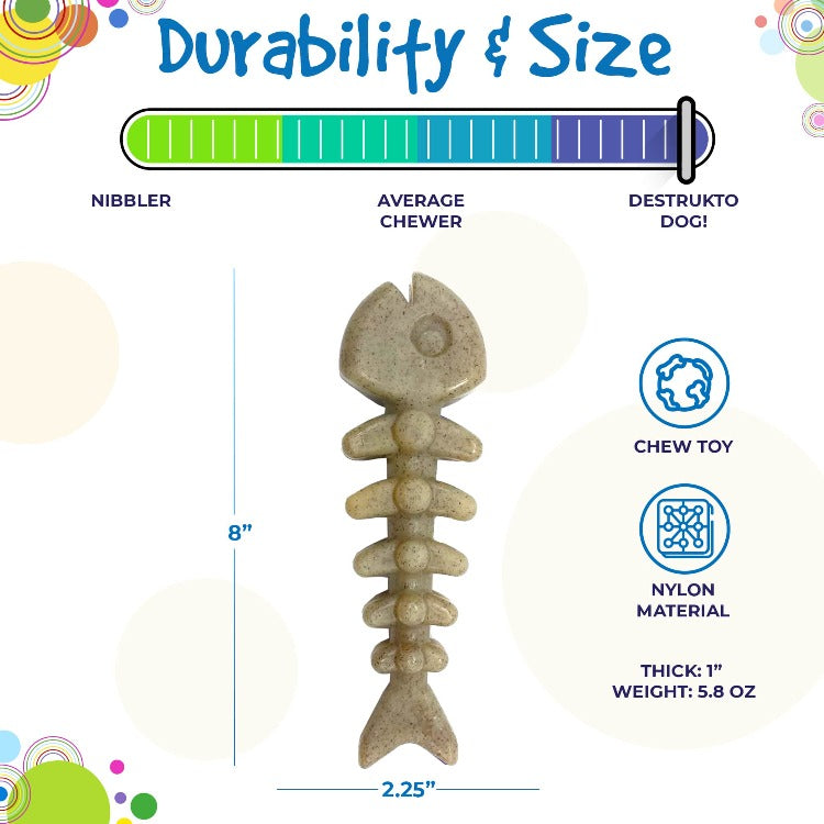 Fish Bone Ultra Durable Nylon Chew Toy for Dogs, Purple
