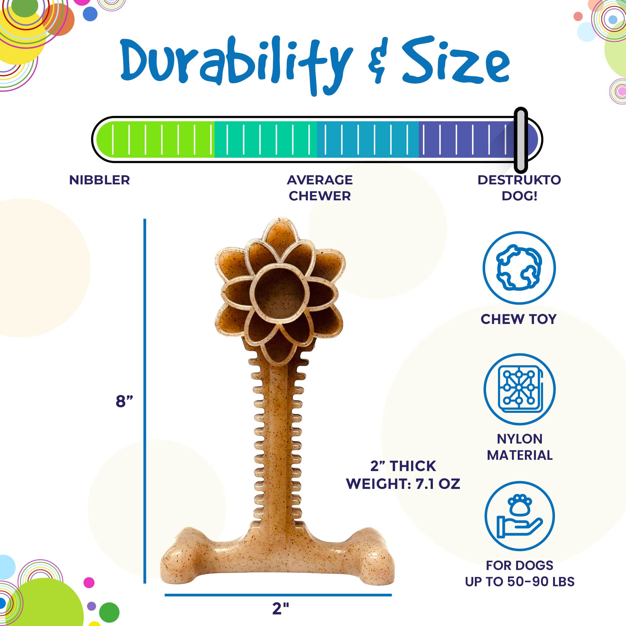 Honey Bone Dental Flower Tower Chew Toy for Medium & Large Dogs