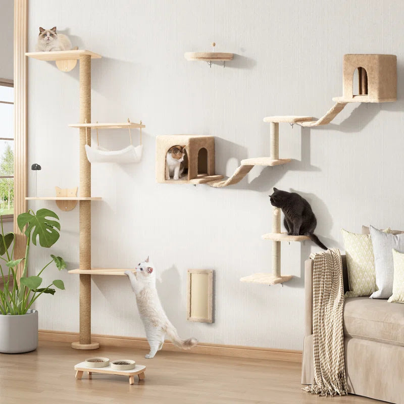 Wall-Mounted Cat Tree Set – Modern Space-Saving Design