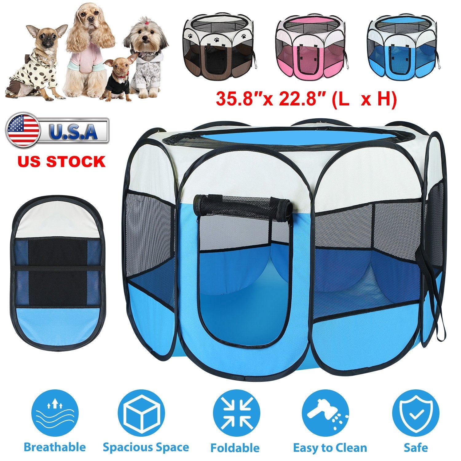 Foldable Pet Tent Exercise Pen for Dogs, Cats, and Small Pets