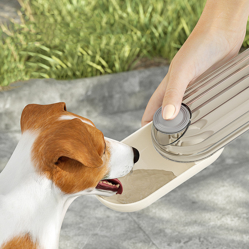 Portable Pet Water Bottle with Lanyard, 21.5cm, Beige or Green