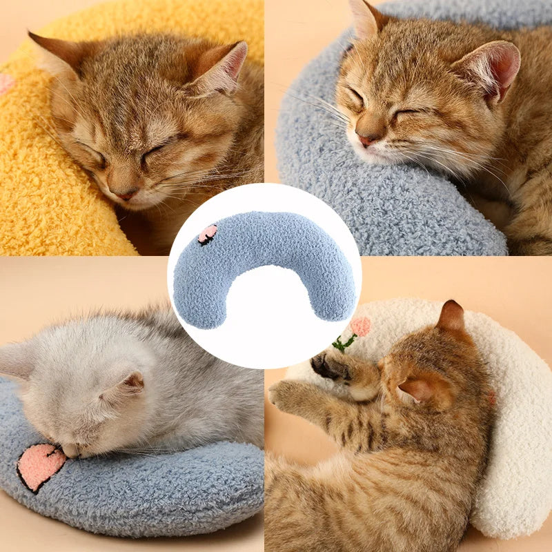 Half-Donut Faux Fur Pillow Bed for Cats & Small Dogs, 26 x 18 cm