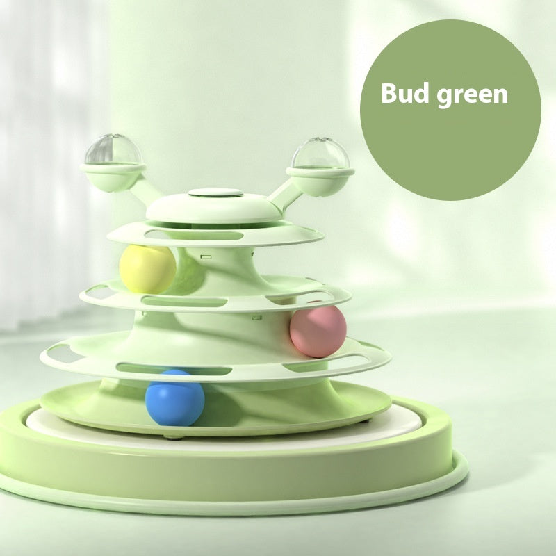 Four-Layer Cat Turntable Toy with Rotating Balls