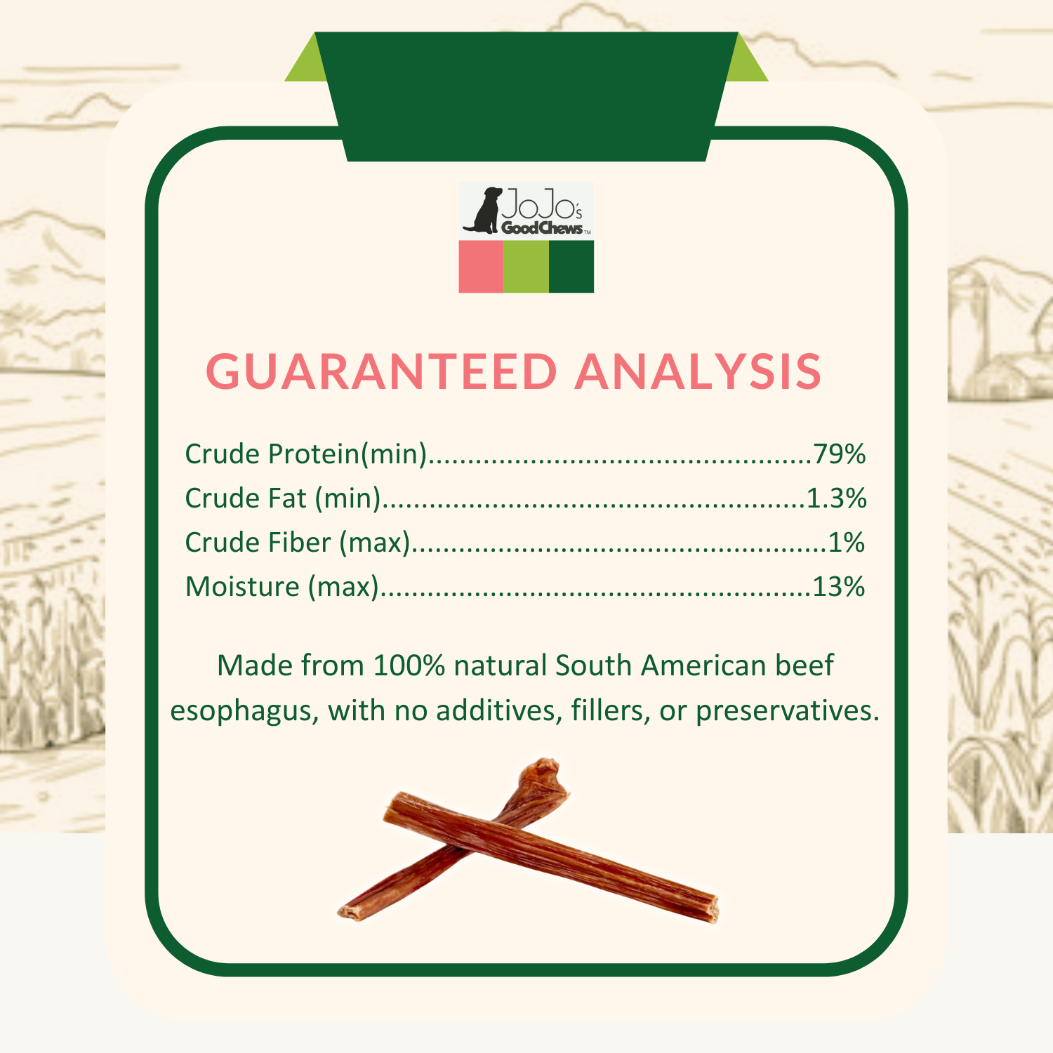 All-Natural 6-Inch Beef Gullet Stick Dog Treats, 5-Pack