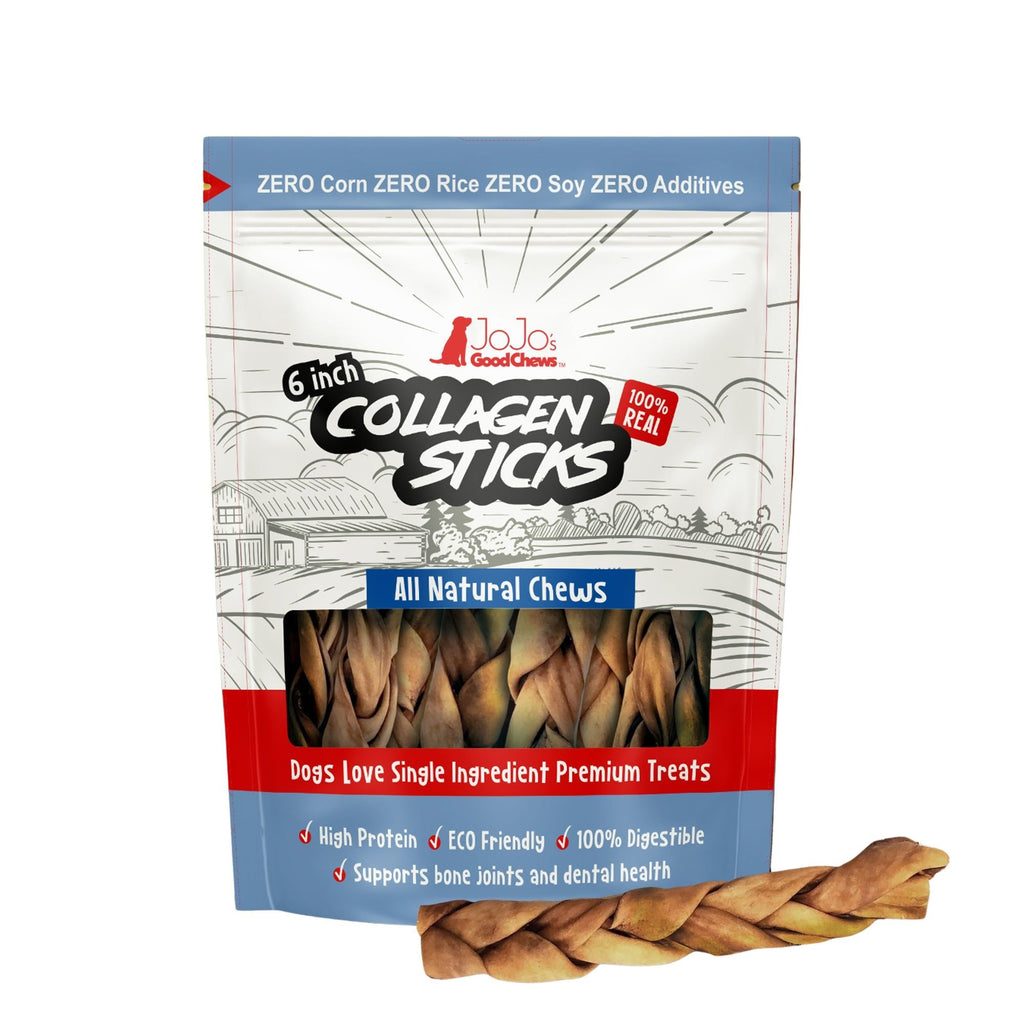 6-Inch Braided Beef Collagen Sticks for Dogs