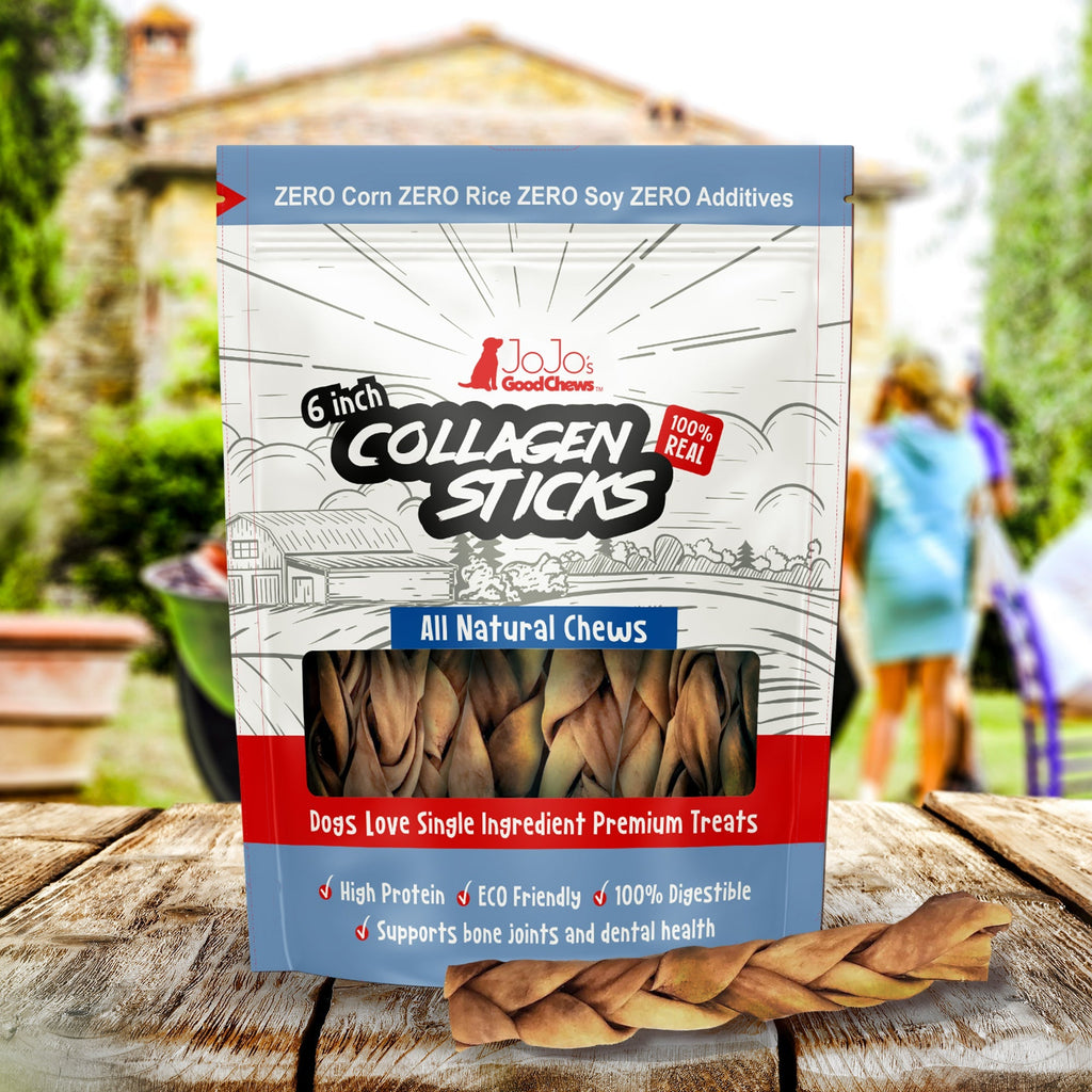 6-Inch Braided Beef Collagen Sticks for Dogs