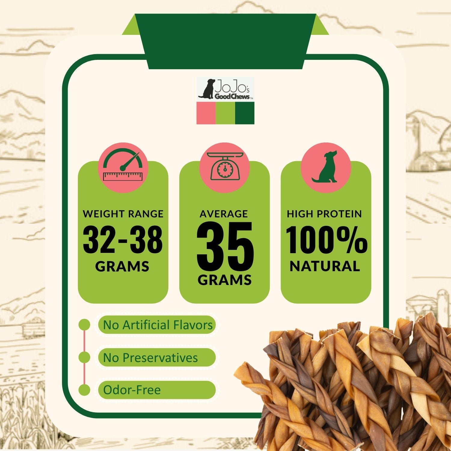 6-Inch Braided Beef Collagen Sticks for Dogs
