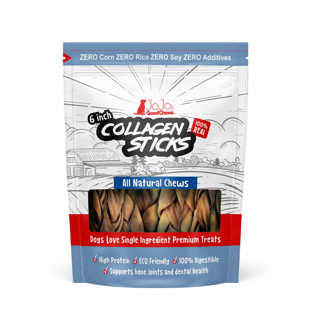 6-Inch Braided Beef Collagen Sticks for Dogs