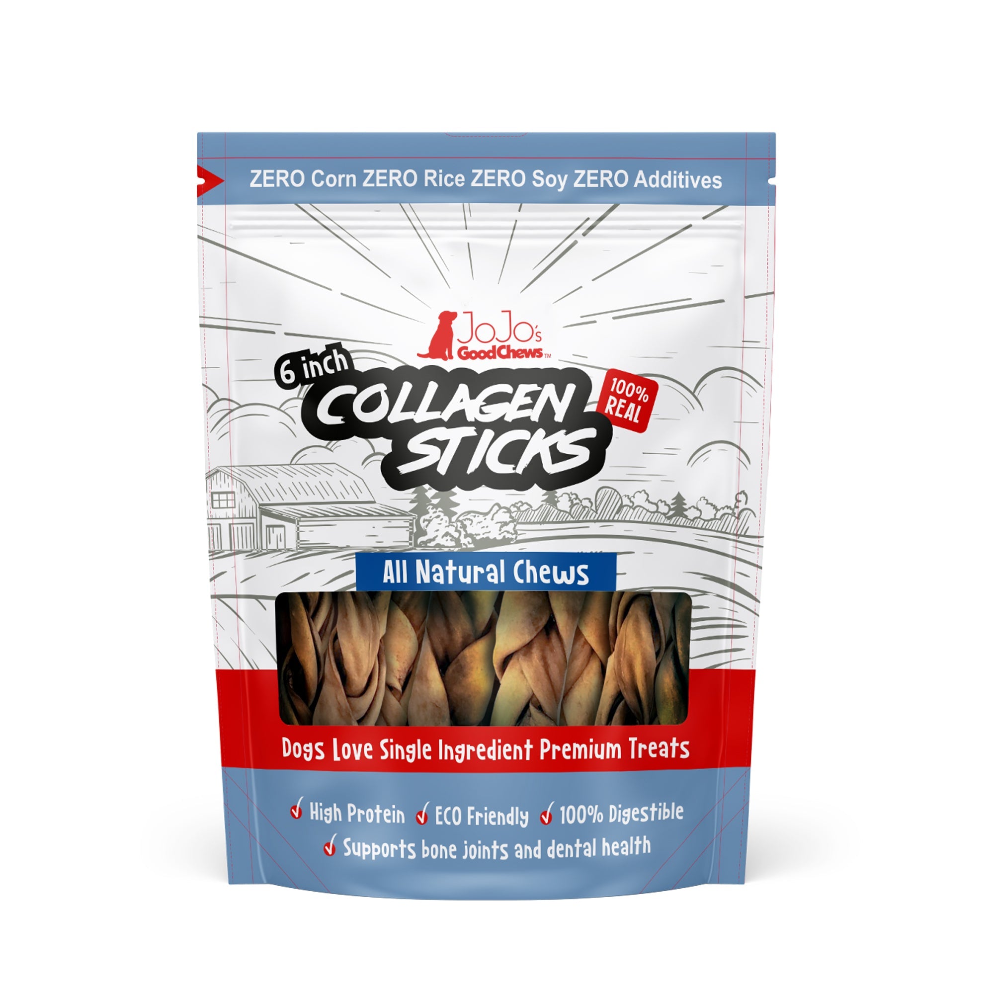6-Inch Braided Beef Collagen Sticks for Dogs
