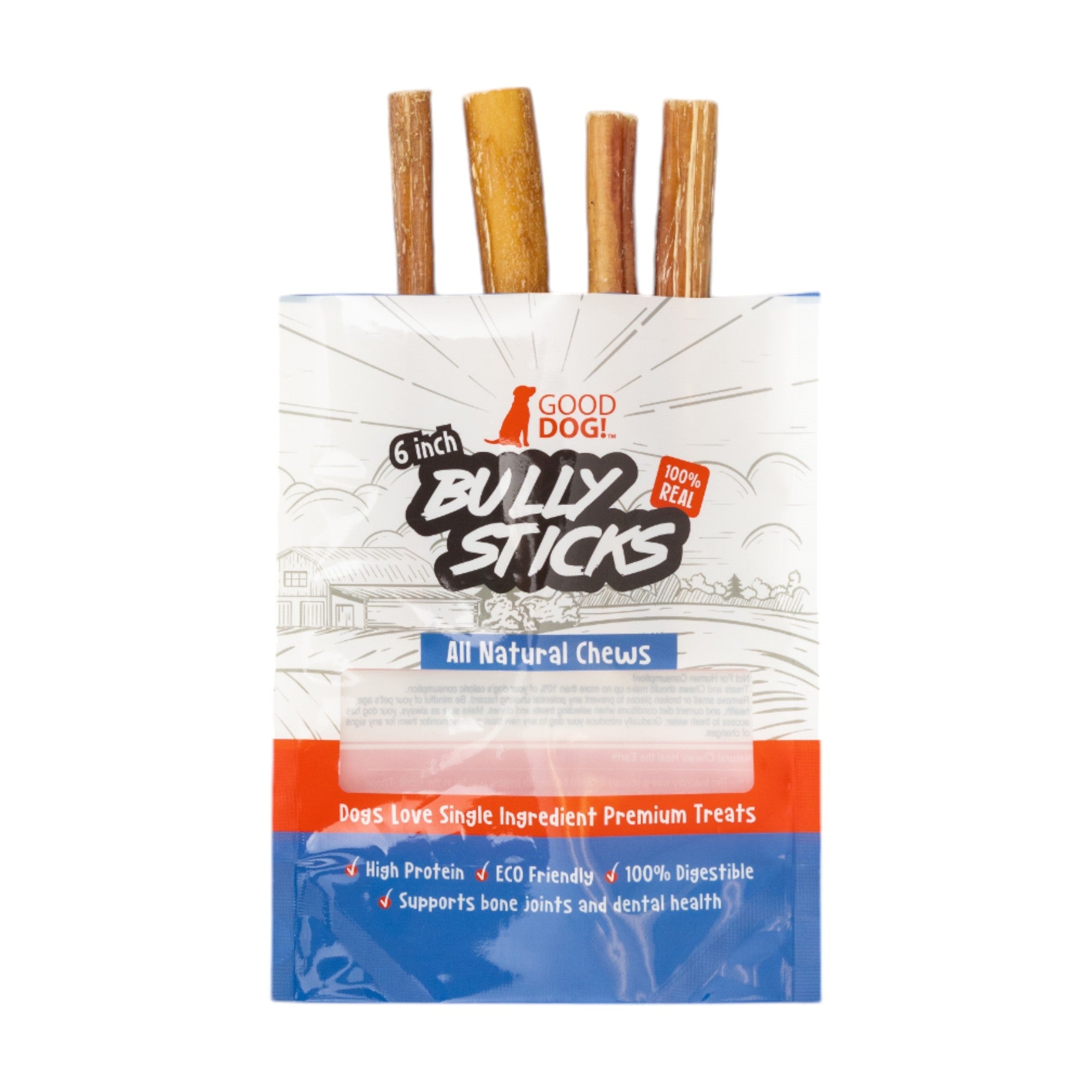 All-Natural 6-Inch Beef Bully Sticks for Dogs