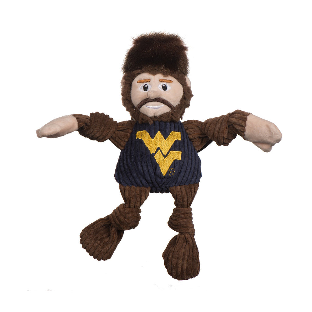WVU Mountaineer Knottie Plush Dog Toy with Squeakers