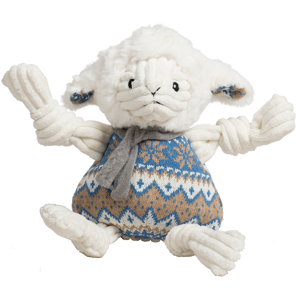 Leo Lamb Knottie Plush Dog Toy with Nordic Sweater