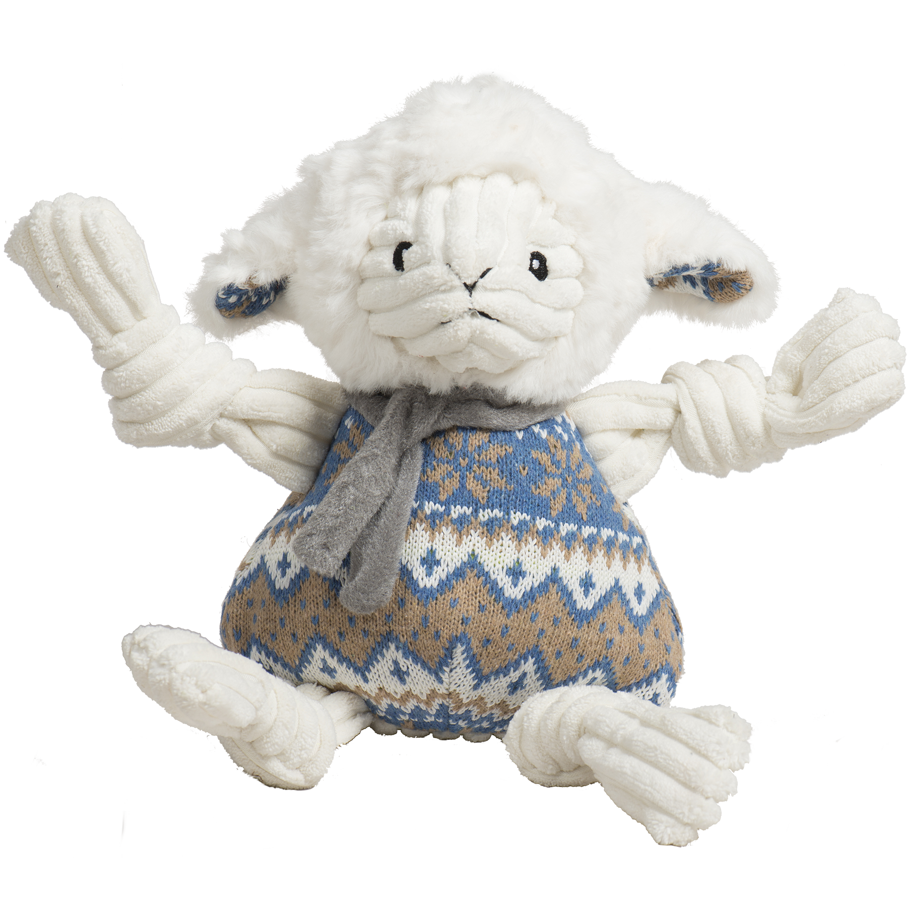 Leo Lamb Knottie Plush Dog Toy with Nordic Sweater