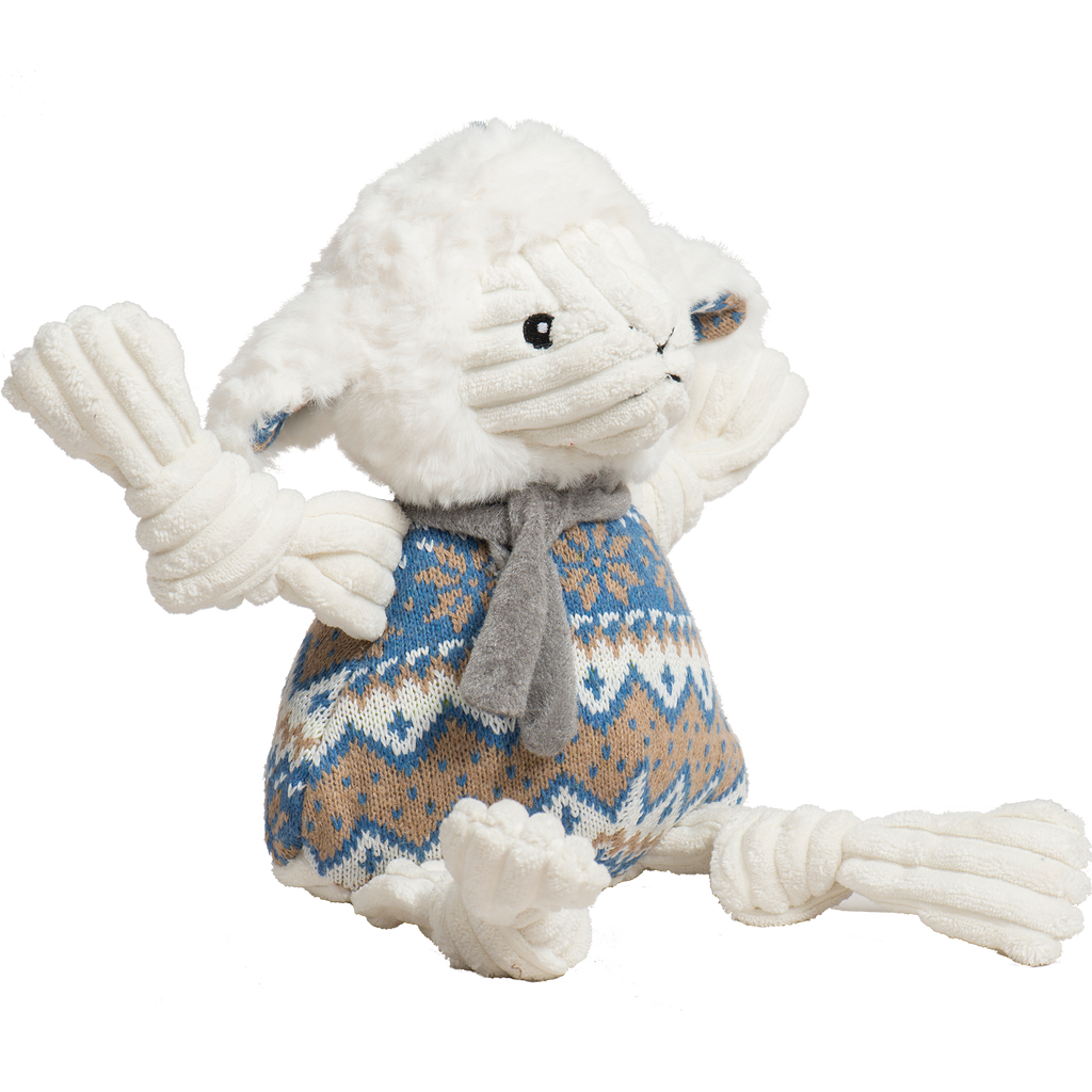 Leo Lamb Knottie Plush Dog Toy with Nordic Sweater