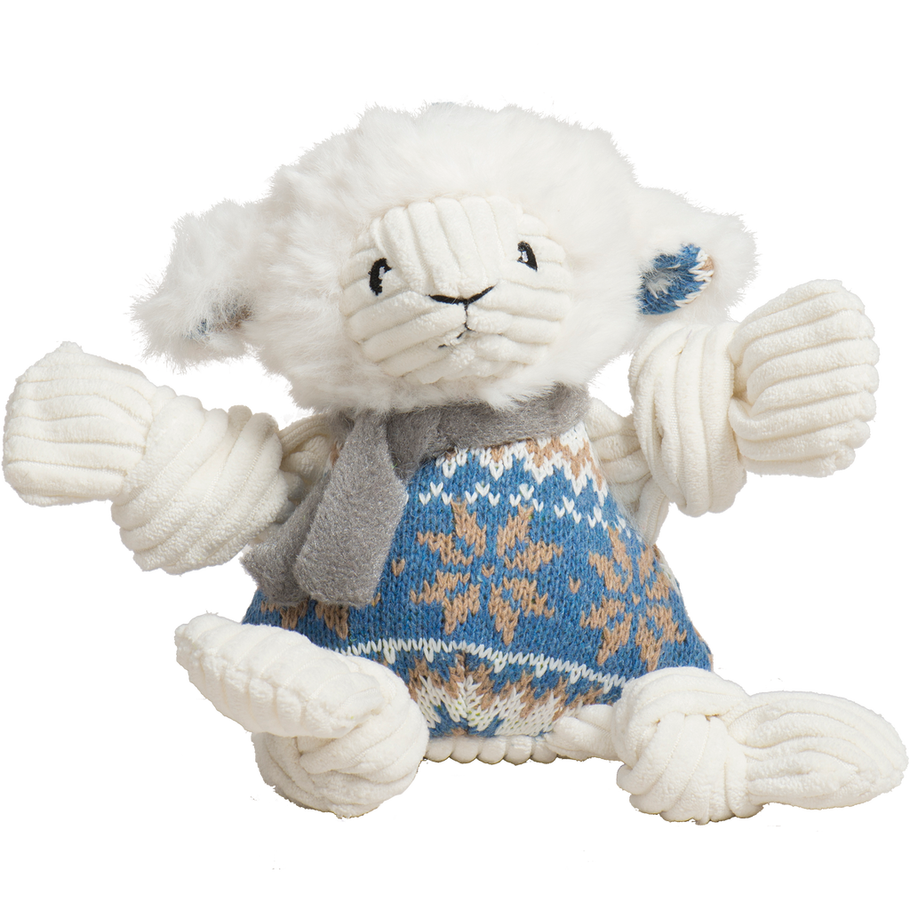 Leo Lamb Knottie Plush Dog Toy with Nordic Sweater