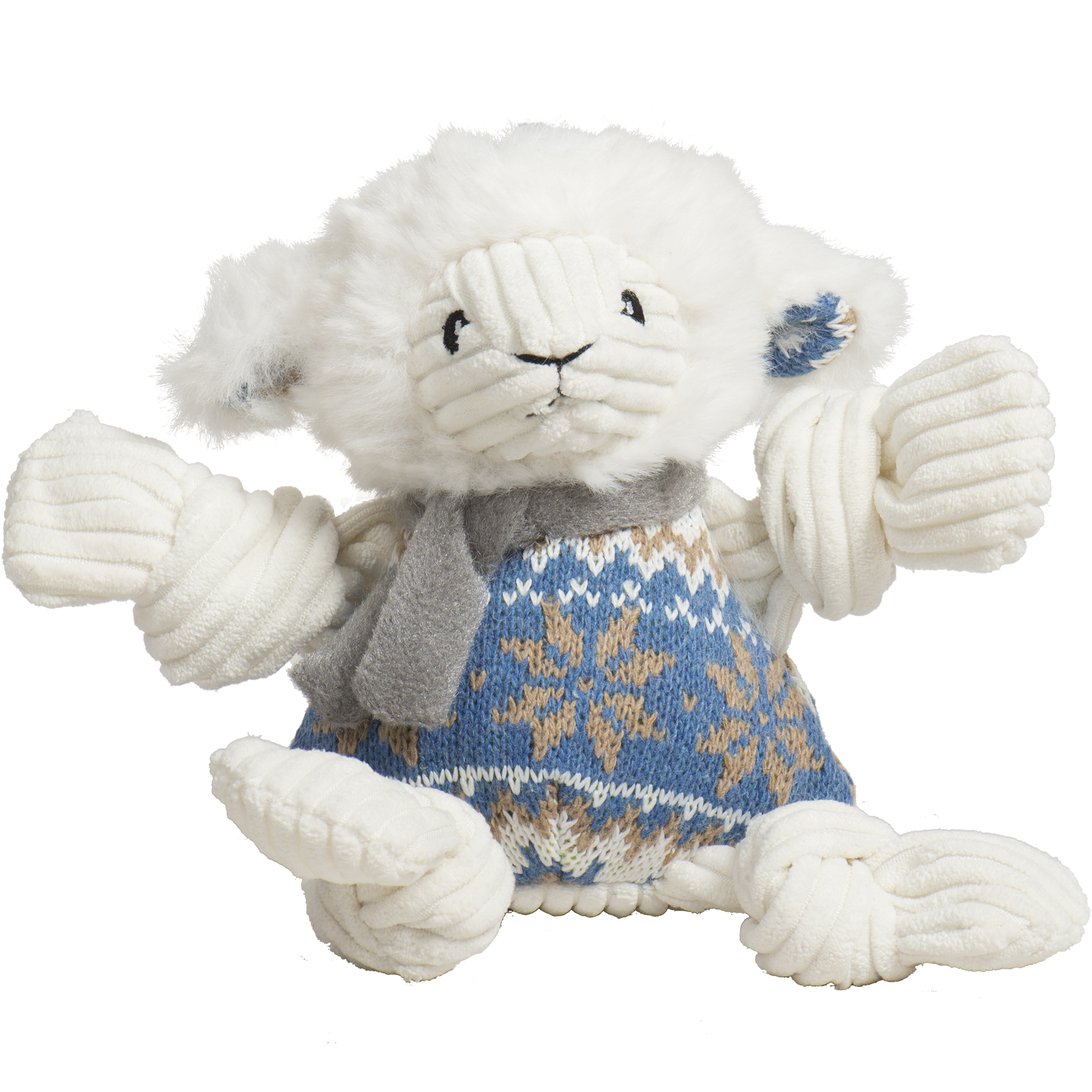 Leo Lamb Knottie Plush Dog Toy with Nordic Sweater