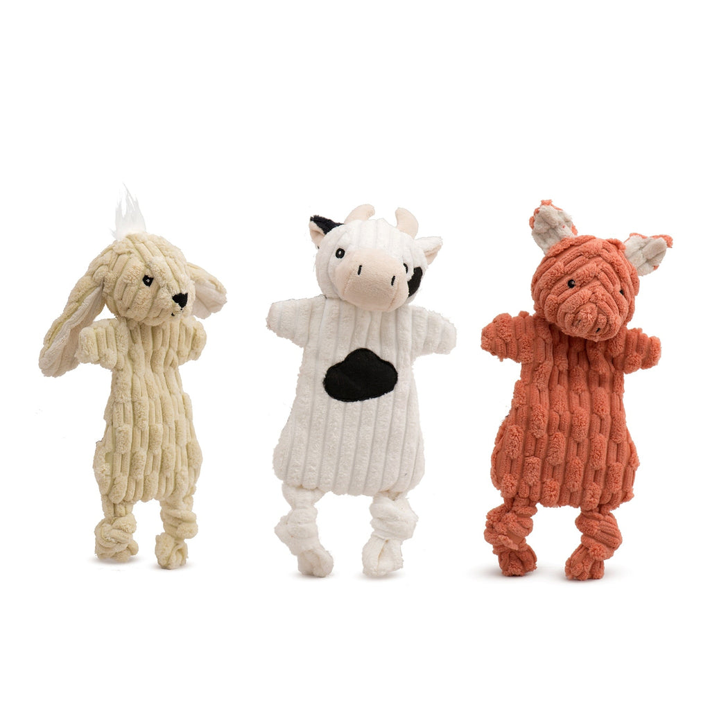 Barnyard Flatties Dog Toy Set – 3-Pack Plush Animals