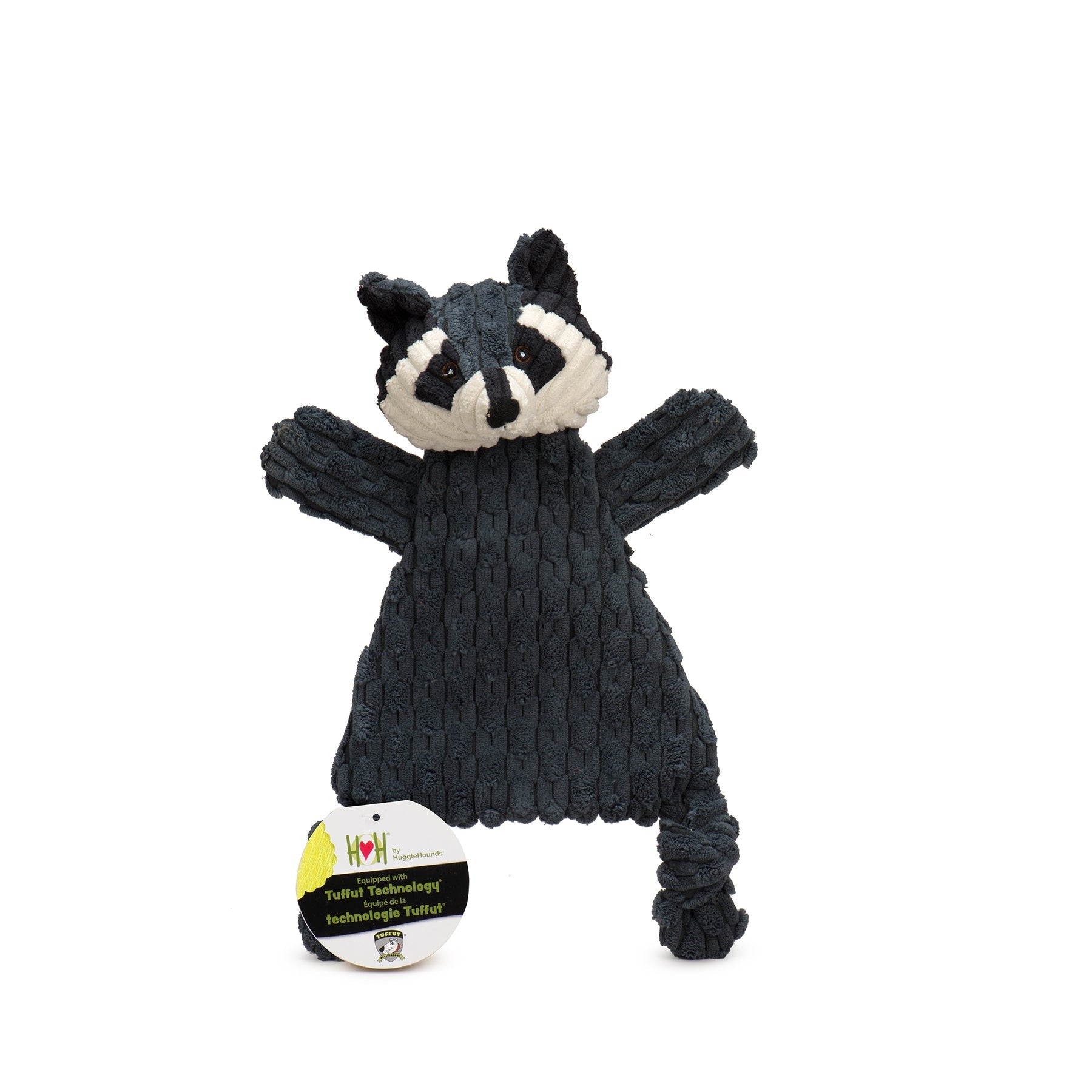 Reggie Raccoon Plush Dog Toy – HuggleFlatties, Medium/Large