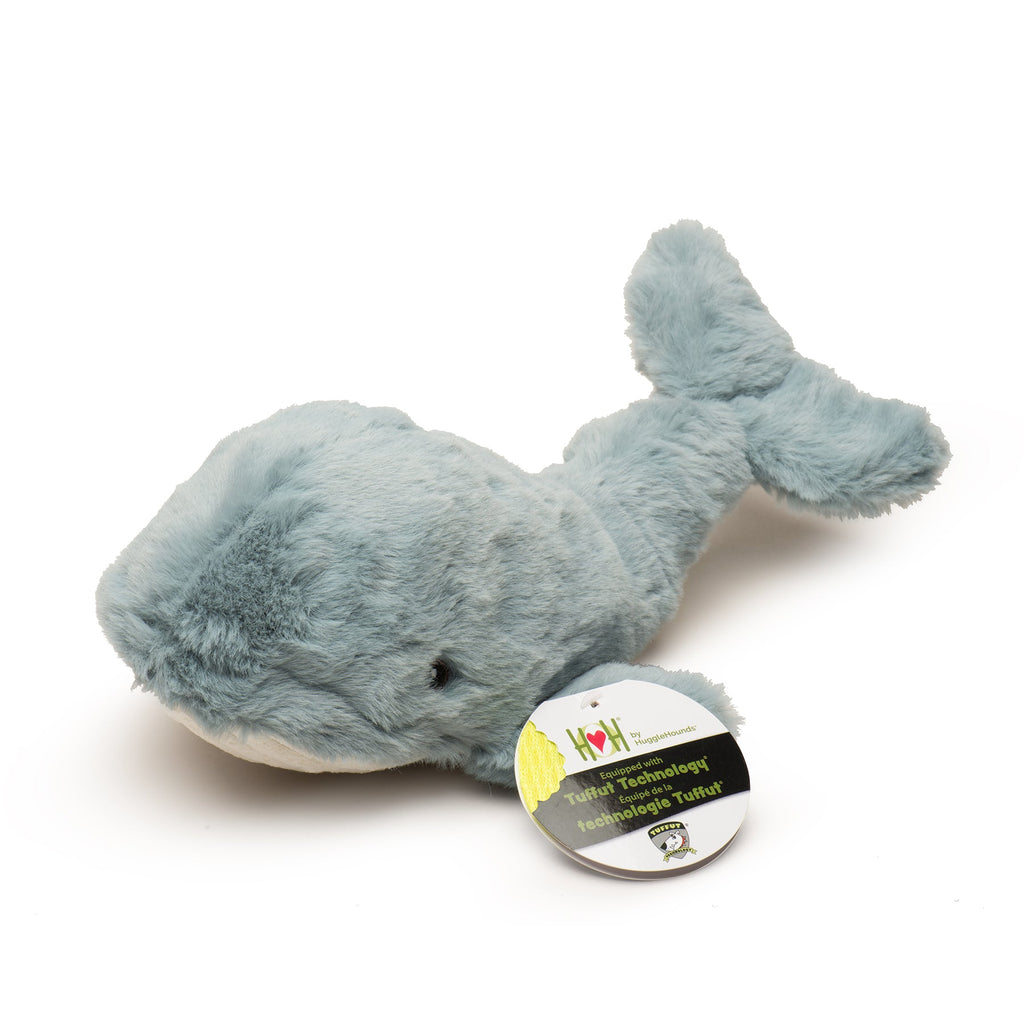Mobie Whale Plush Dog Toy with Knotted Design and Squeakers