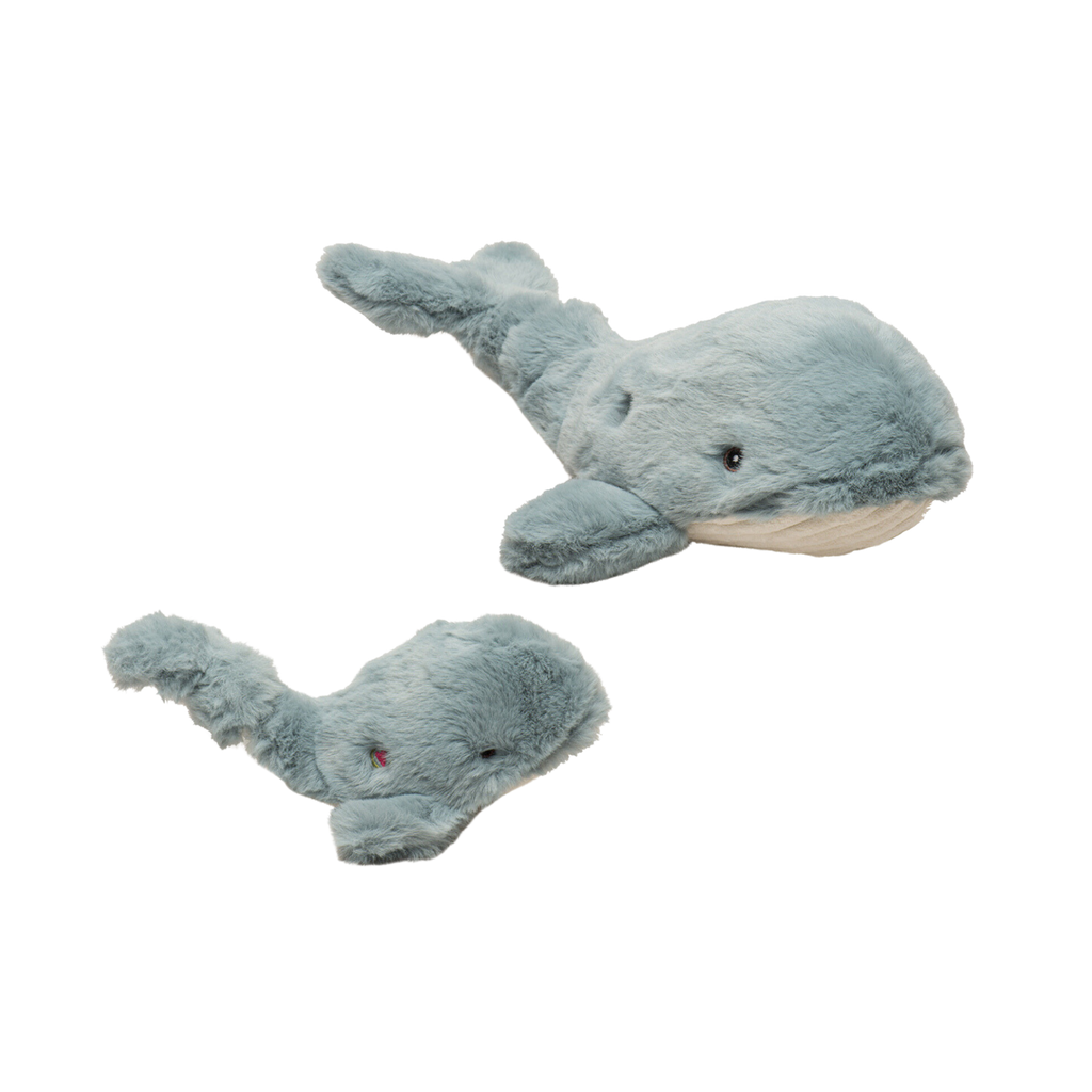 Mobie Whale Plush Dog Toy with Knotted Design and Squeakers