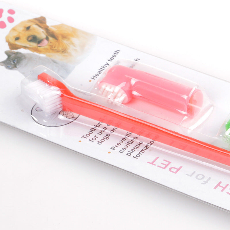 Double Head & Finger Toothbrush Set for Dogs and Cats