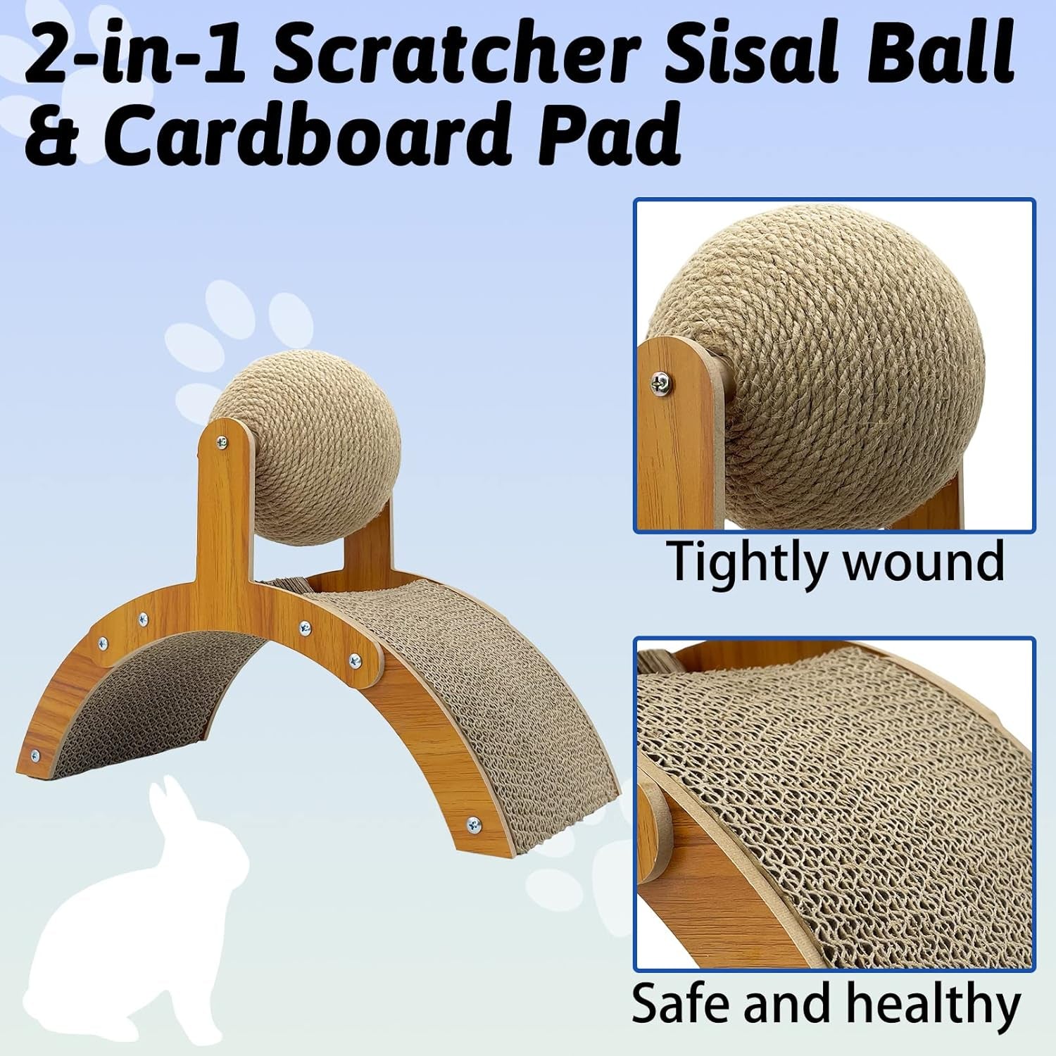 2-in-1 Small Pet Scratcher with Rotating Sisal Ball and Cardboard Pad