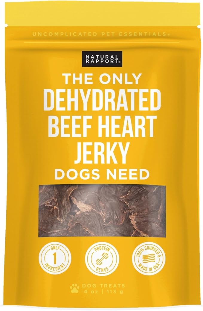 Beef Heart Jerky Strips for Dogs – Single Ingredient, 4 oz